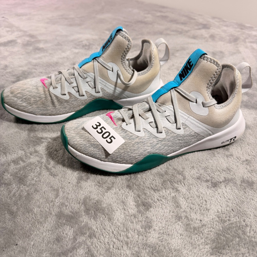 Nike Elite TR Sneakers Womens 9.5 Grey White Teal AJ8154-005 Training Shoes
